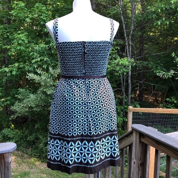 Chocolate and aqua mid-century inspired dress 16P - Picture 5 of 7